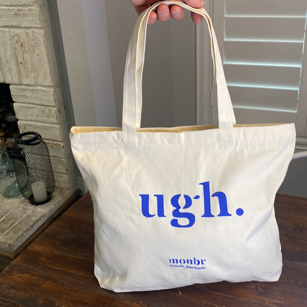 Large Capacity Funny and Casual Cavas Bag Tote with Zipper - " ugh. "